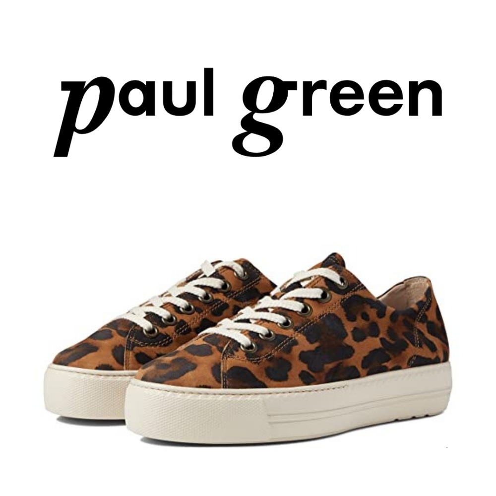Paul Green Womens Bixby Sneaker Leopard White Combo at 4.5 (US Women's Size 7) M